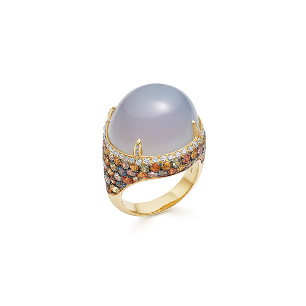 Venice Moretta Calcedony Ring with Multicoloured Sapphire