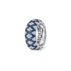 Starlight Seven Row Blue Sapphire and Diamond White Gold Lattice Ring