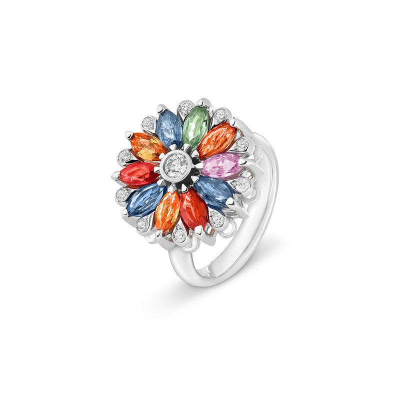 Amore Dalia Multicoloured Sapphire Spinning Ring