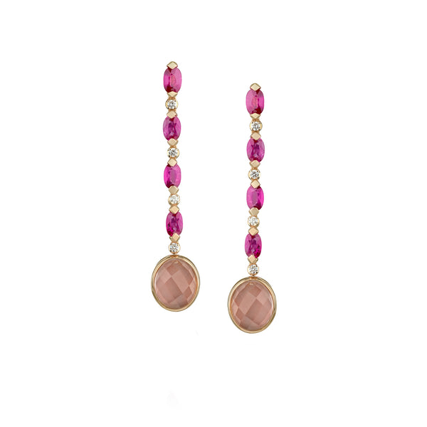 Venice Moretta Pink Quartz Drop Earrings