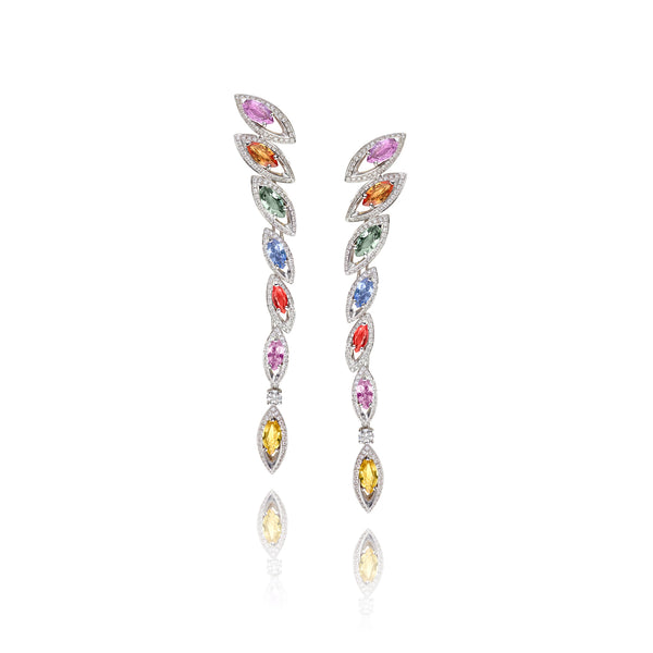 Petali Multicoloured Sapphire Drop Earrings
