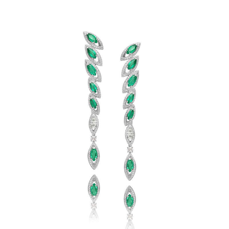 Petali Emerald and Diamond Drop Earrings