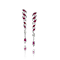 Petali Ruby and Diamond Drop Earrings