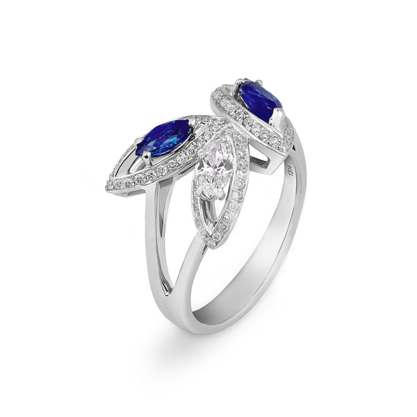Petali Flora Blue Sapphire and Diamond Ring