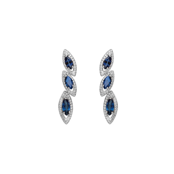 Petali Trilogy Blue Sapphire Earrings