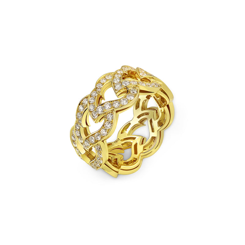 Kashmir Yellow Gold and Diamond Chain Ring