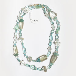 Peacock Necklace with Aquamarine and Rock Crystal in 18kt Yellow Gold