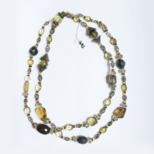 Peacock Necklace with Rutilated Quartz, Lemon Citrine and Yellow Sapphire in 18kt Yellow Gold