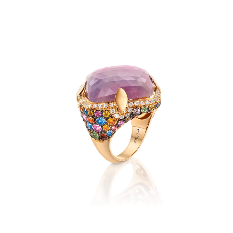Venice Arlecchino Pink Sapphire Ring with Multicoloured Sapphire