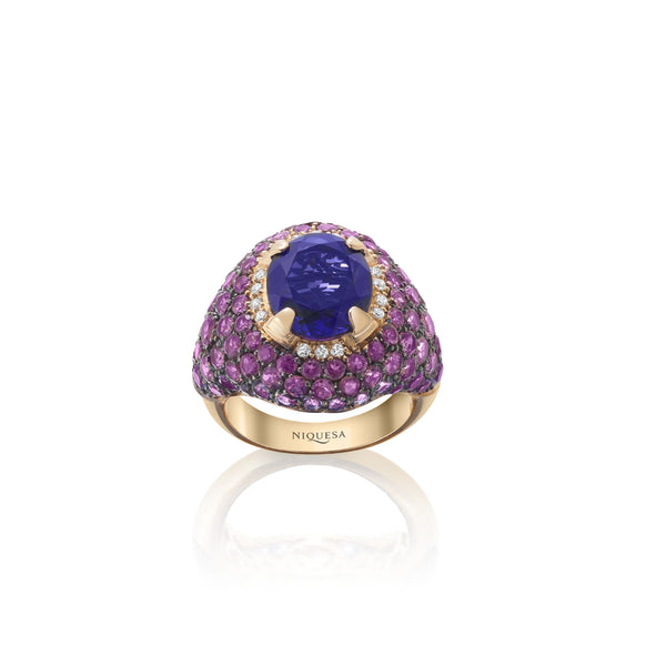 Venice Columbina Amethyst Ring with Amethyst and Tourmaline