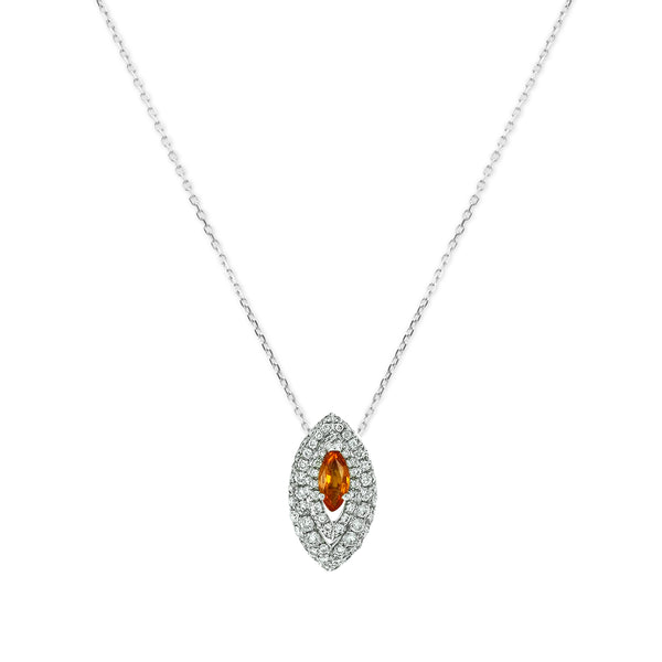 Gemma Orange Sapphire and Diamond Pave' Pendant
