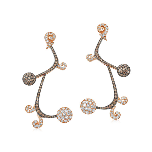 Signature Sakura Brown and Champagne Diamond Earrings