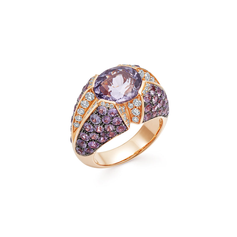 Signature Purple Spinel Ring with Sapphires and Diamonds