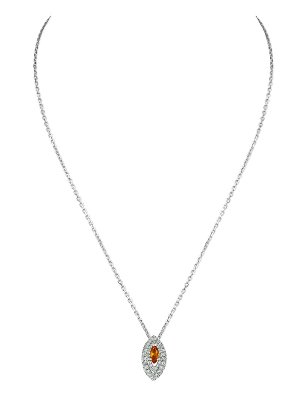 Gemma Orange Sapphire and Diamond Pave' Pendant
