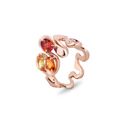 Danza Multicoloured Sapphire Trio Rose Gold Ring