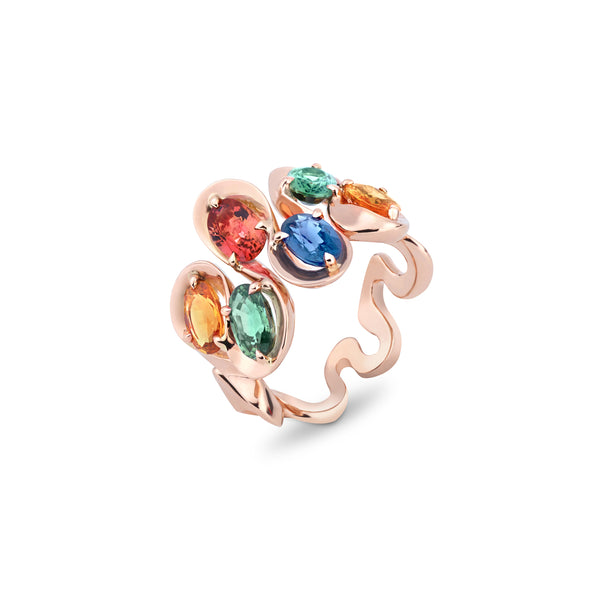Danza Multicoloured Sapphire Rose Gold Ring