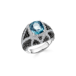 Signature Blue Spinel Ring with Diamonds