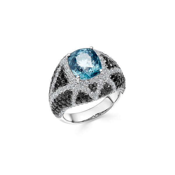 Signature Blue Spinel Ring with Diamonds